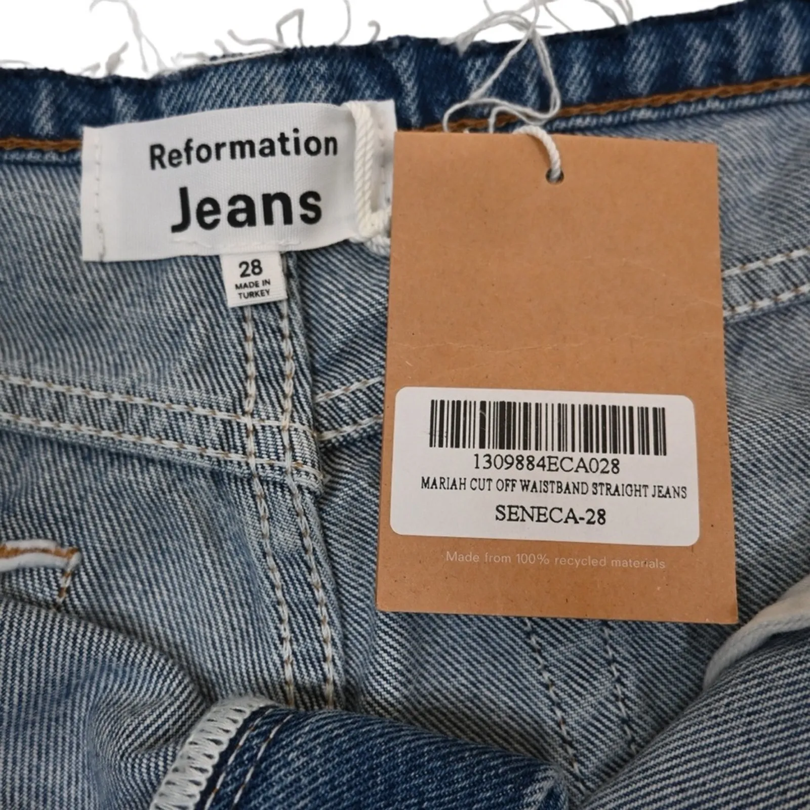 Reformation Womens 28 Mariah Cut Off Waistband Straight Jean NEW - Image 10