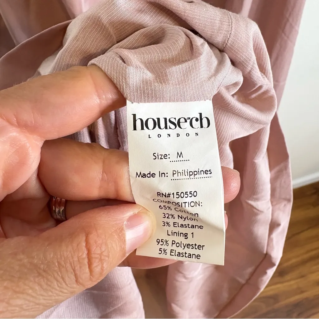 House of CB Tallulah Blush Puff Sleeve Midi Dress Size Medium - Image 11