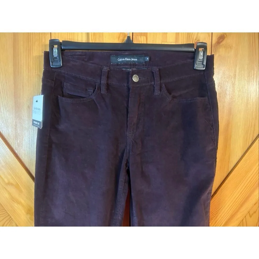 Calvin Klein Jeans Corduroy Power Stretch Jeans Straight NWT Size 6 (5685) - Image 2