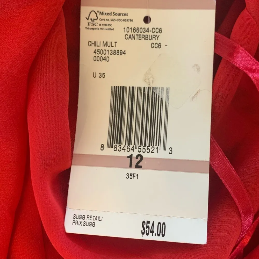 Jones Wear Top Red Black Silky Ruffle Center - Image 11