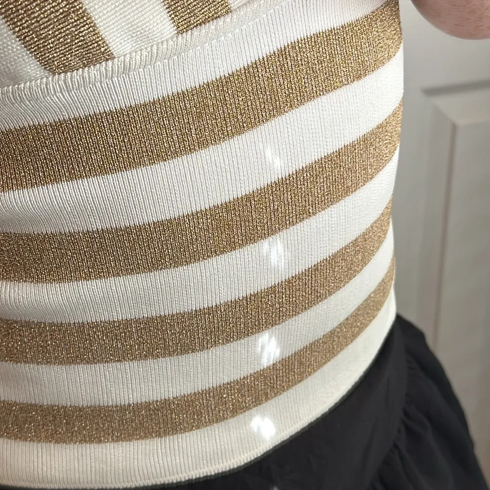 Veronique Young Gold White Halter Top Size 6 - Image 5