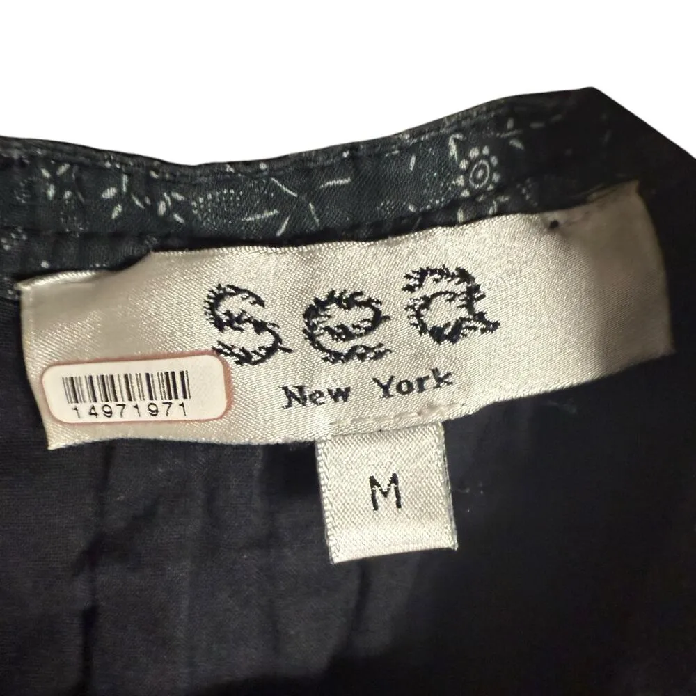 SEA Alani Black Floral Print Chiffon Long Sleeve V - Image 7