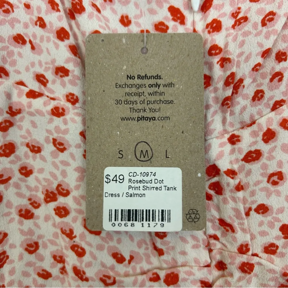 NWT Cotton Candy LA Rosebud Floral Shirred Tank Dress Salmon Size M - Image 6