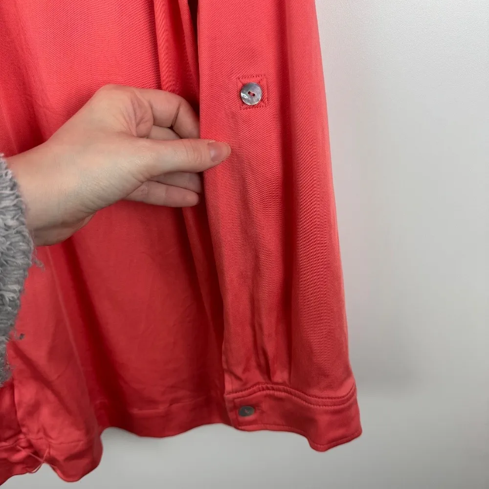 Soft‎ Surroundings Thelma Tunic Sz L Button Up Tencel Blend Long Sleeve Coral - Image 5