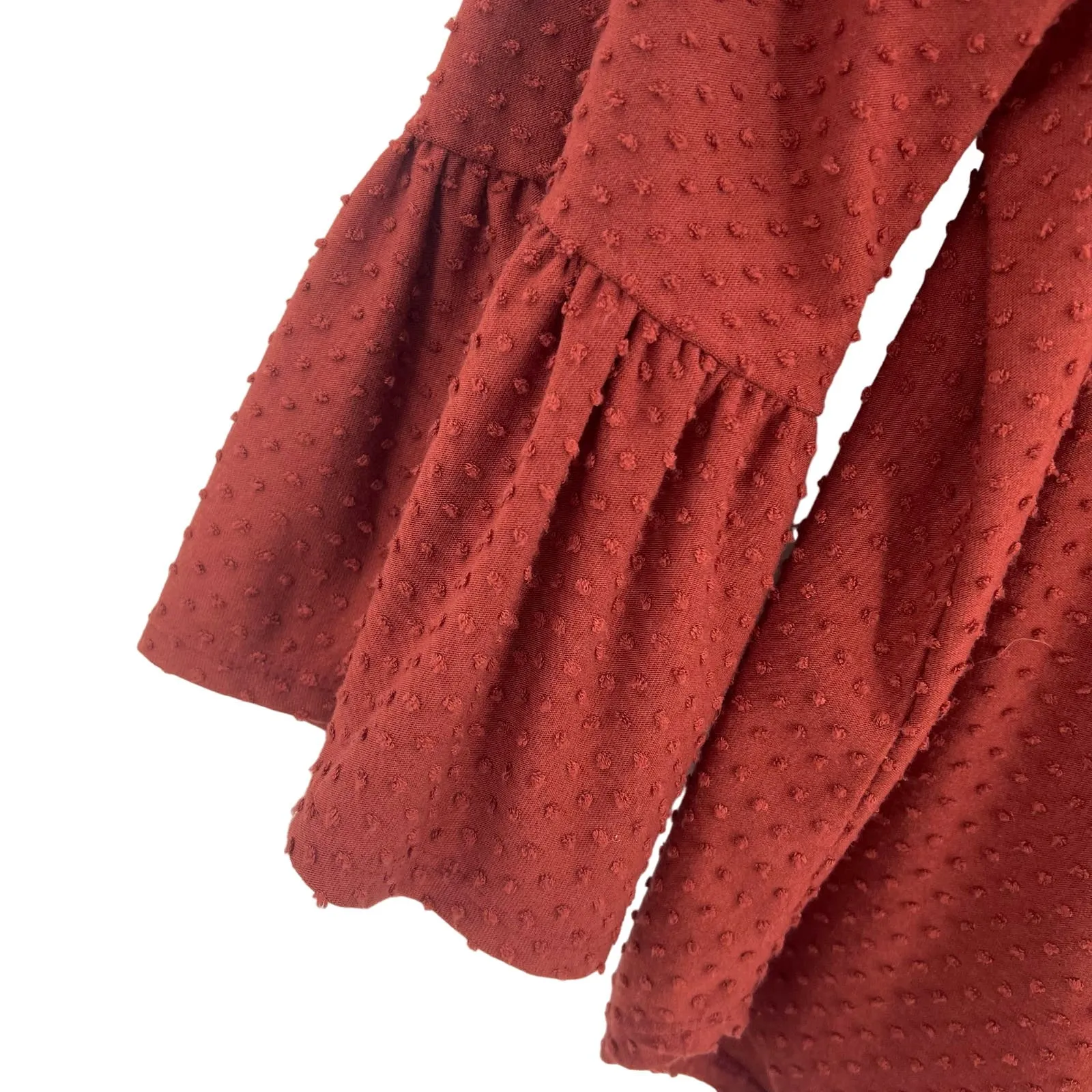 W5  Red Textured Bell Sleeve Top‎ Size Large - Image 2