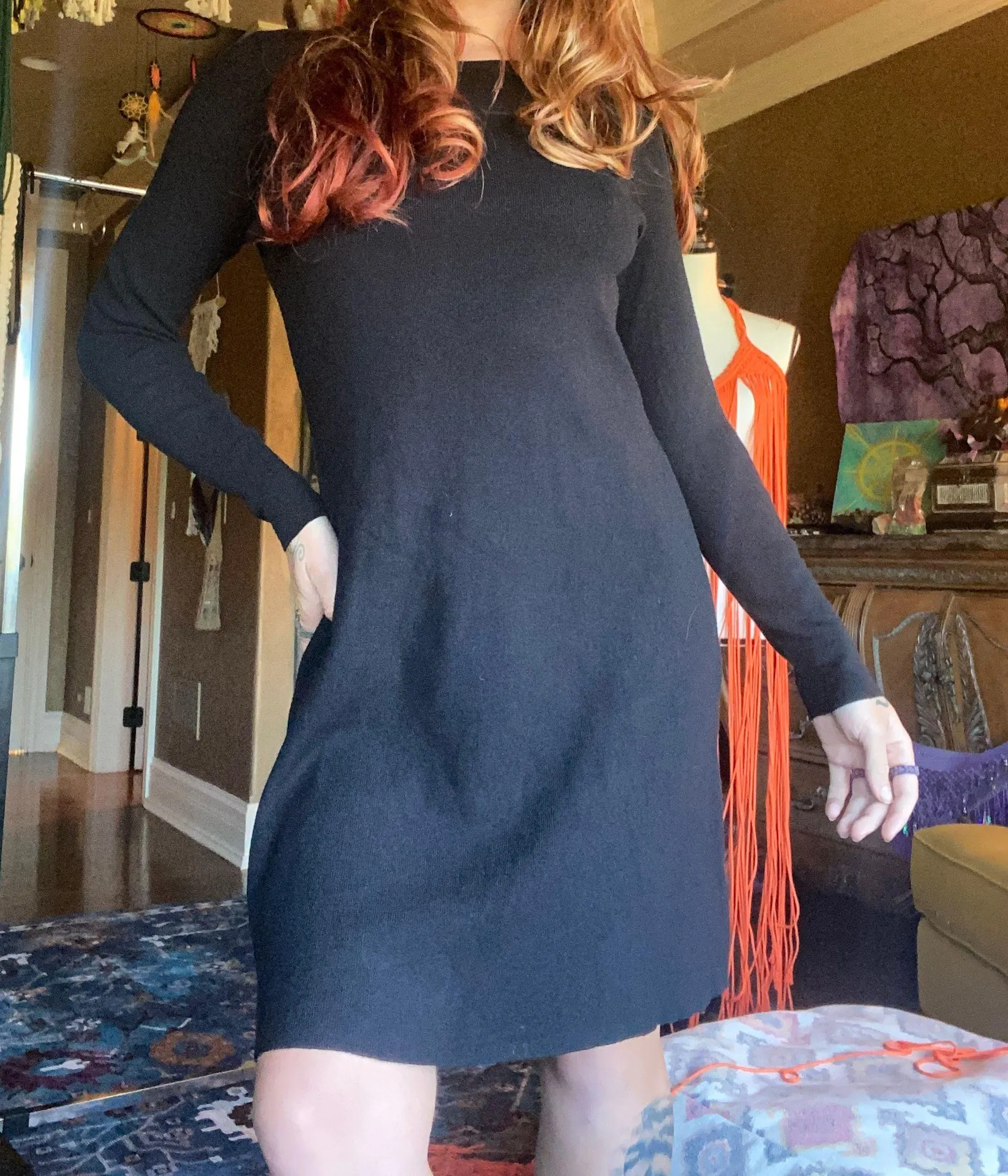 Sexy Black Mini Dress Unique Small - Image 2