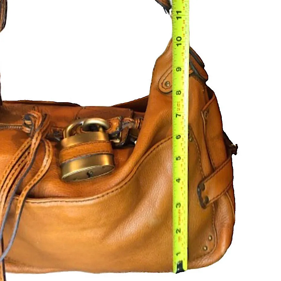 CHLOE PADDINGTON British Tan Leather Hobo Shoulder Bag with Lock Key - Image 14