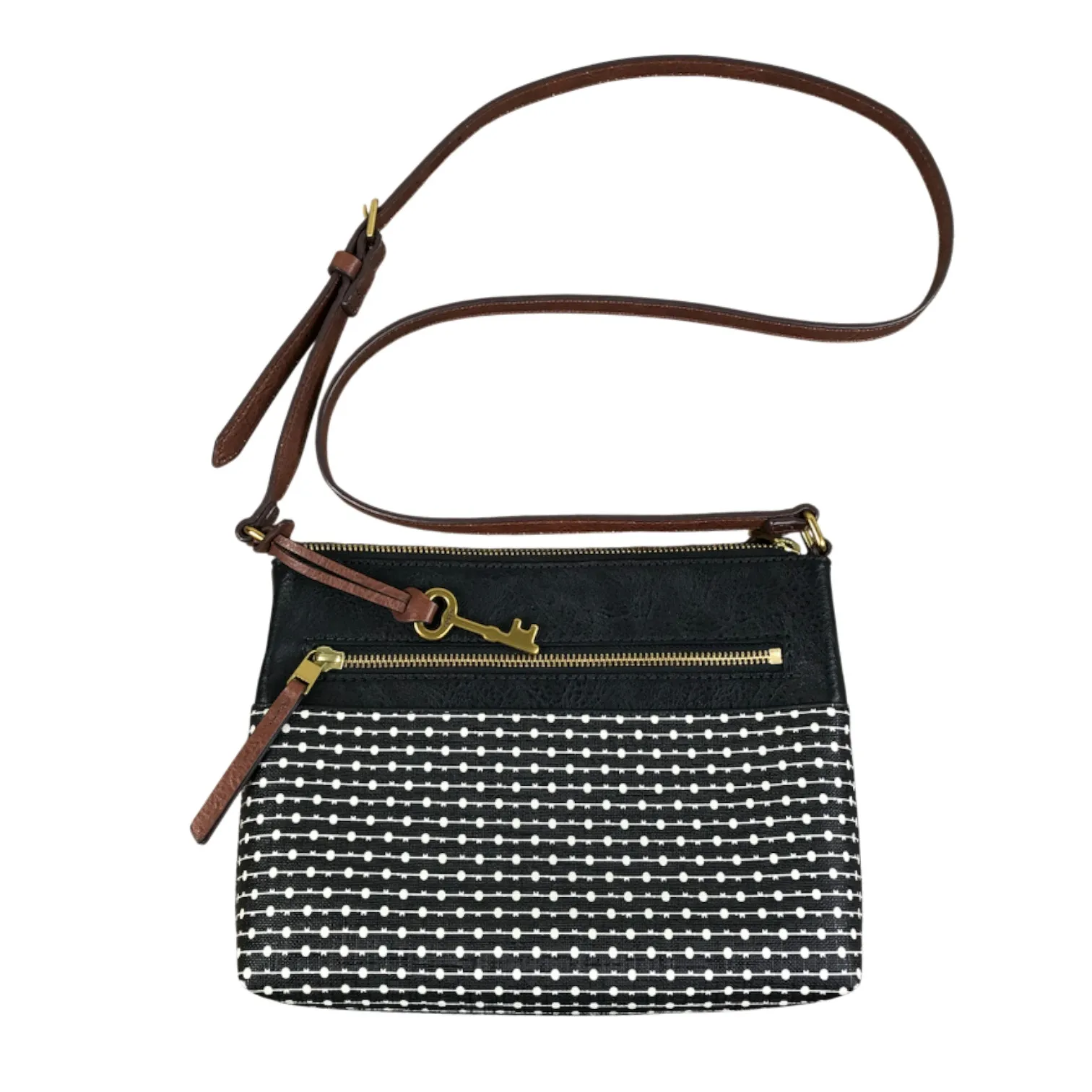FOSSIL Fiona Printed Crossbody Bag Black White Everyday Office Travel Classic - Image 3