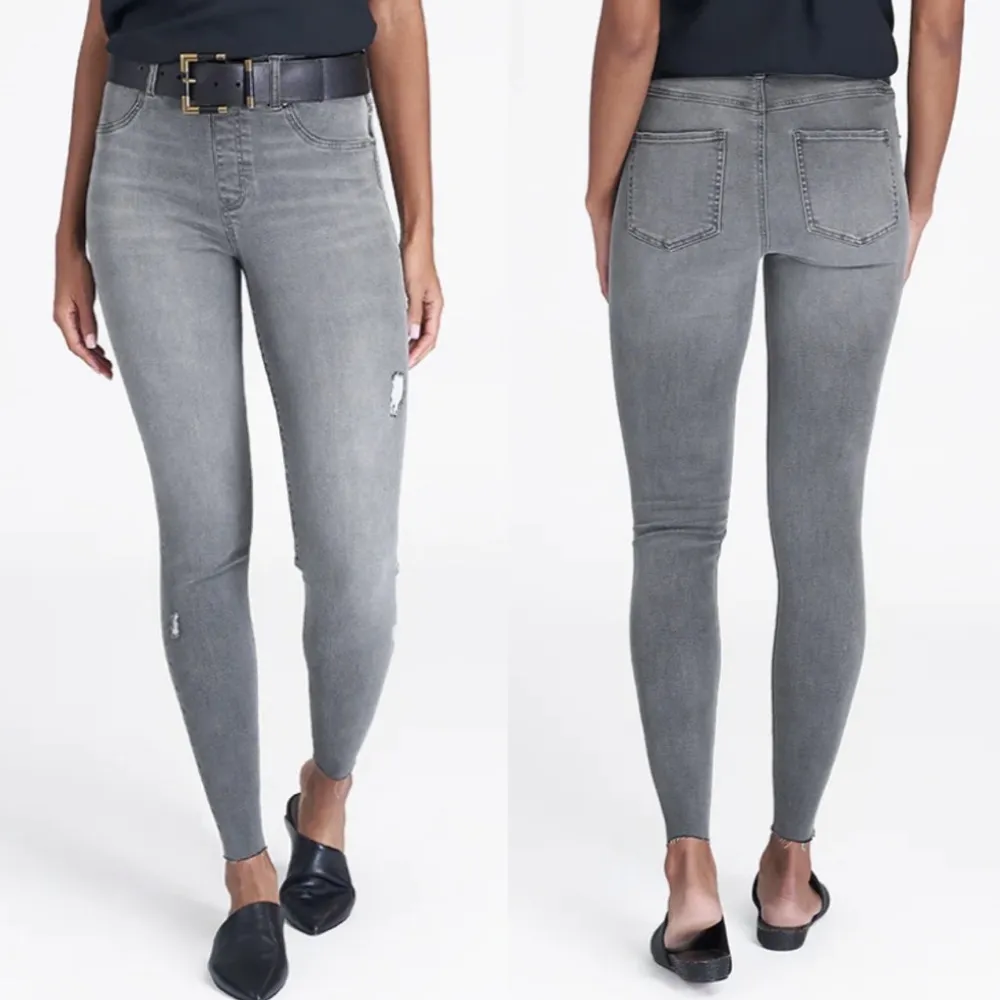 SPANX Vintage Distressed Ankle Skinny Jeans: Vintage Grey - Image 6
