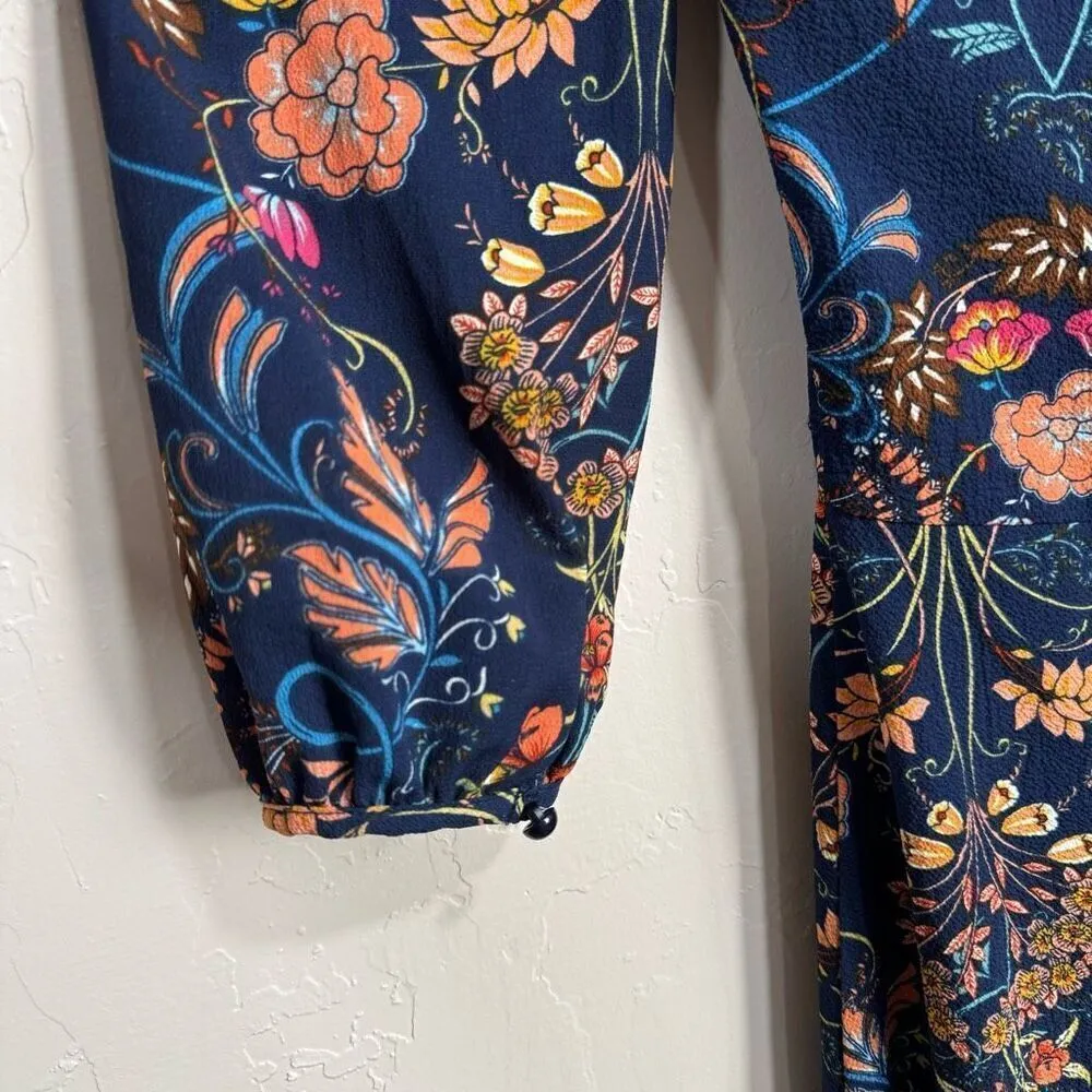 I. Madeline Anthropologie Dress Garden Splendor small Midi A Line Boho Floral Blue - Image 8