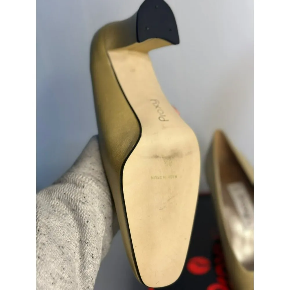 VTG Proxy Women's Gold 8.5 M Mali Nappa Dore Platino Heels Made in Spain - Image 5