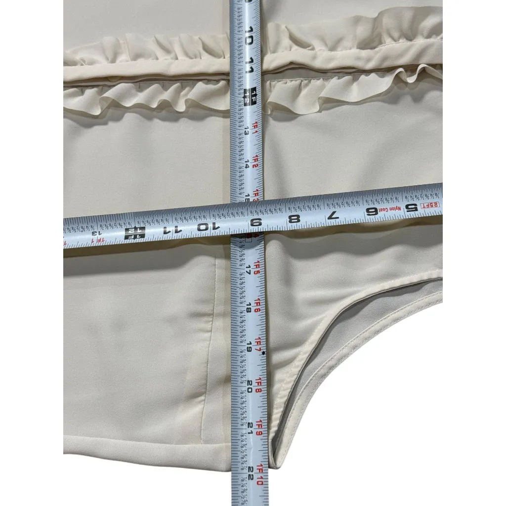 NEW Banana Republic Size PL Ruffle Front Collared Sleeveless Button Up Cream - Image 8