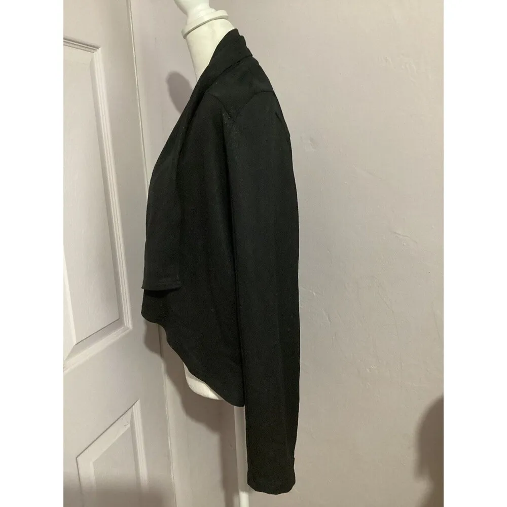 Revolve Krisa Metallic Black Navy Blue Open Front Long Sleeve Knit Cardigan - Image 3