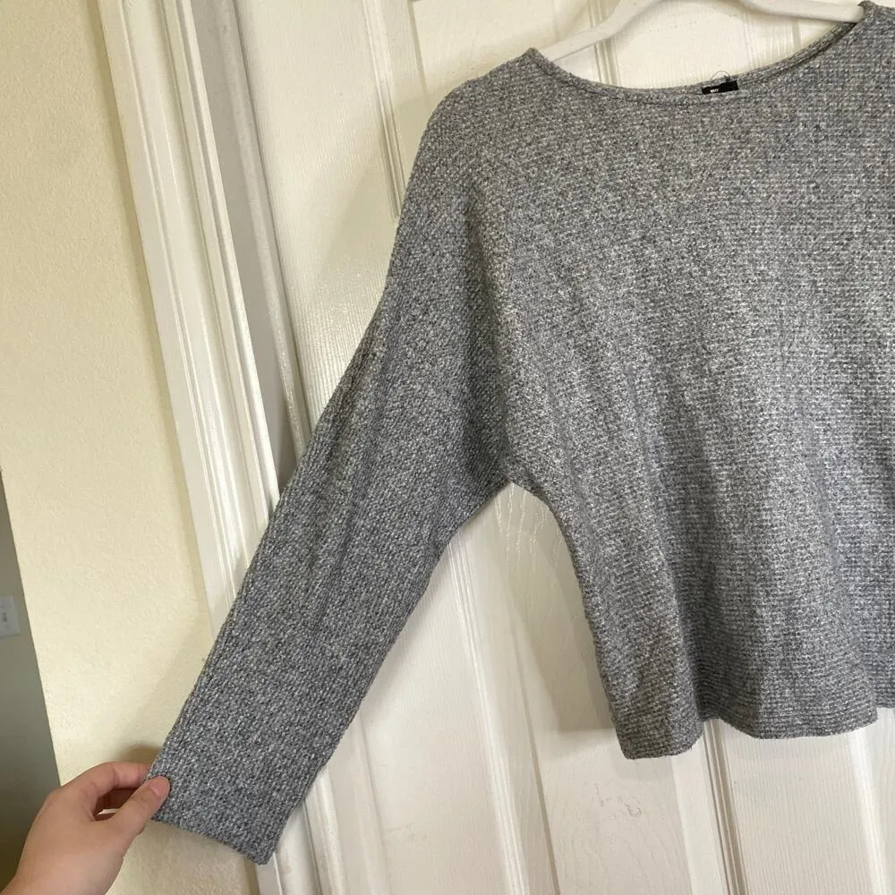 MONROW Gray Waffle Knit Thermal Sweater Size Small Basic Lounge Casual Revolve - Image 6