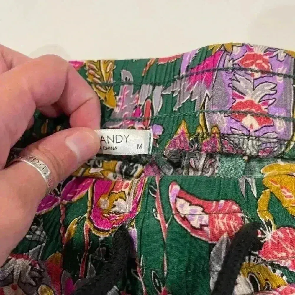 Coofandy Forest Green Pink Floral Paisley Print Flowy Shorts Women’s Size Medium - Image 4