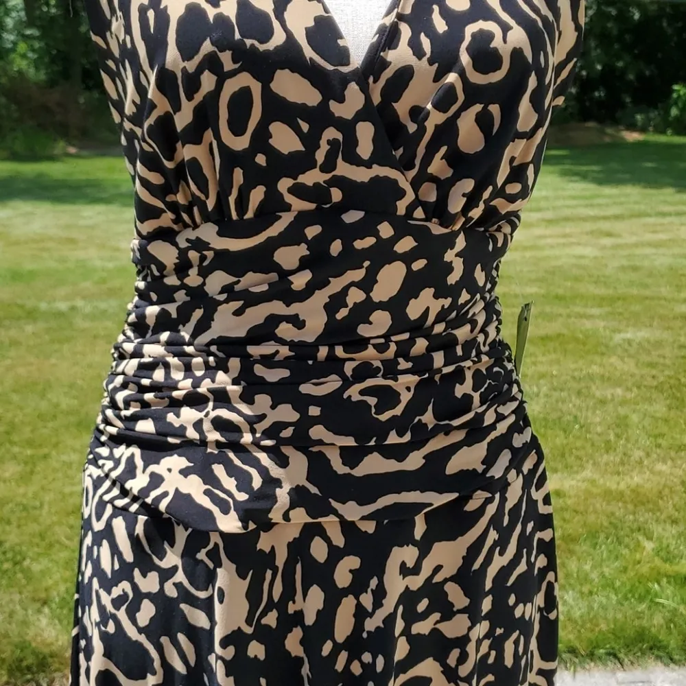 NWT Jones New York Animal Print Sleeveless Halter Dress | Jones V-Neck  Dress - Image 4
