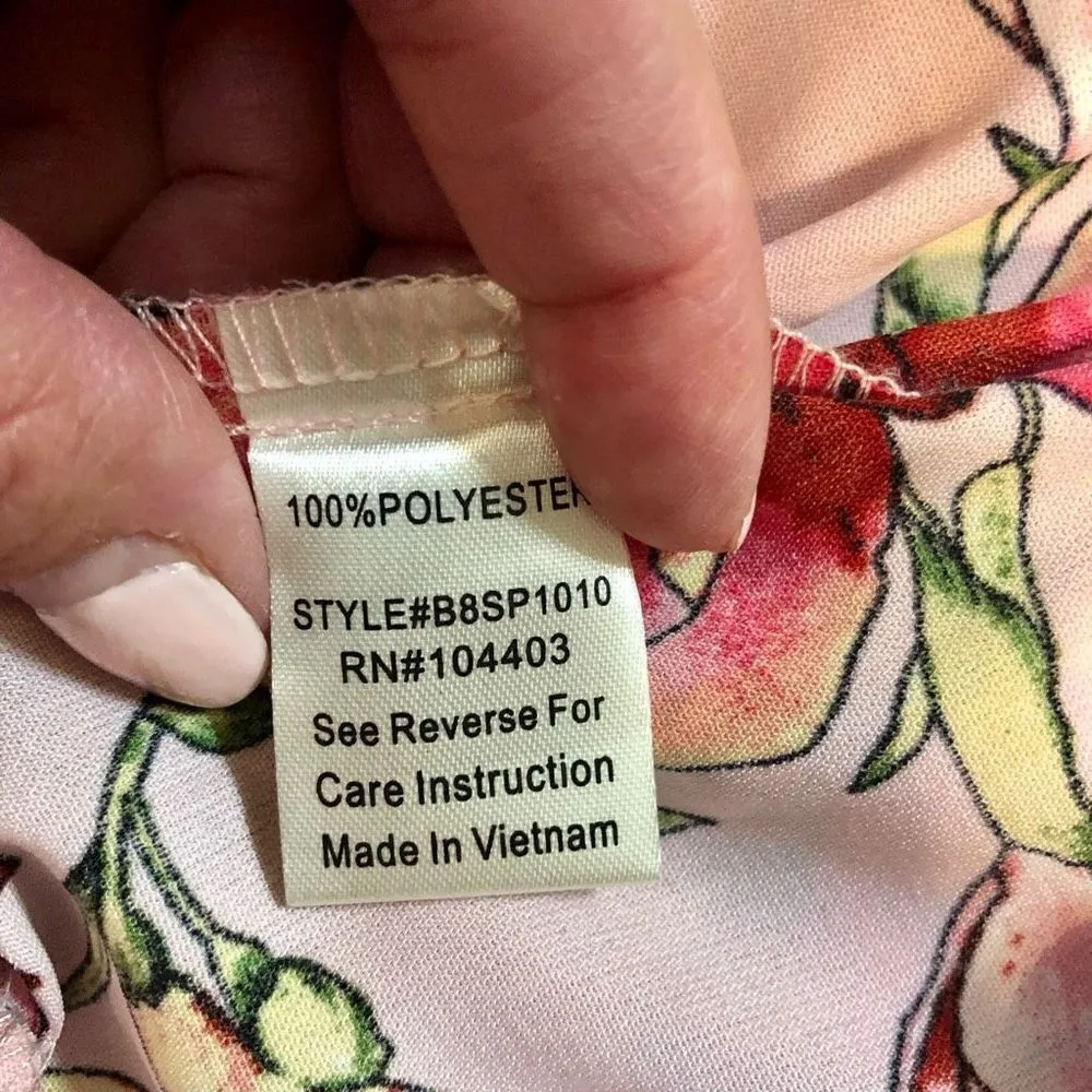 Blu Pepper Pink Wide Leg Floral Pants Belt Medium - Image 10