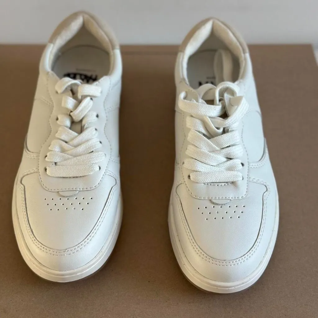 Madewell Court Sneakers in White Leather in Ivory Multi, Size 6 - Image 6