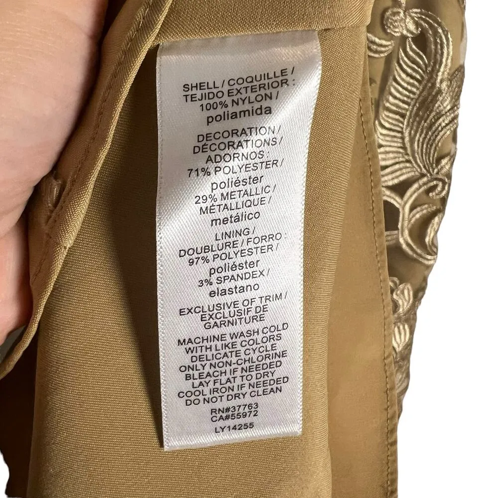 Laundry by Shelli Segal Gold Embroidered Sleeveless V-Neck Formal Gown Size 10 - Image 6