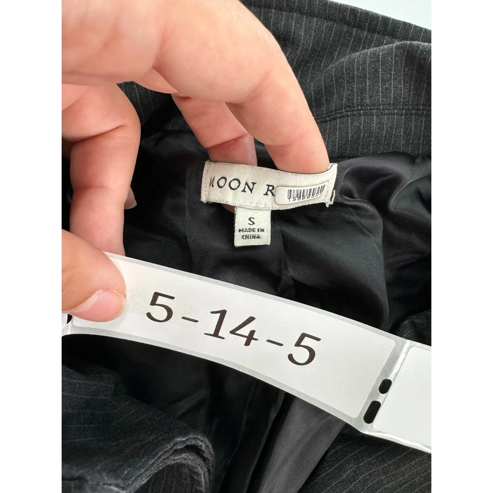 Moon River Jacket Womens Small Grey Pin Striped Double Layer Twill Button Blazer - Image 6