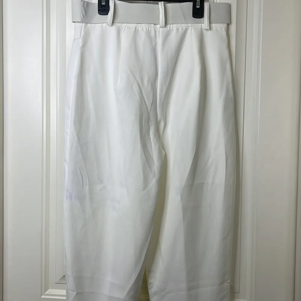 NWT! White Buckle Belt Straight Tapered Trouser Size 14 - Image 2