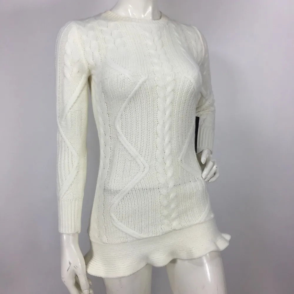 UNIF Alleger Sweater Dress Cable Knit Ruffle Hem - Image 2