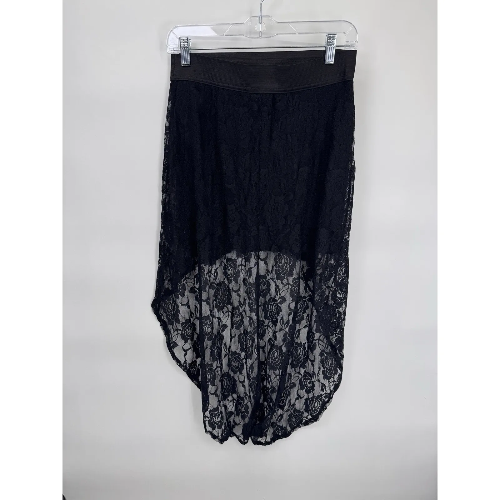 Vintage Y2K Brat Star High Low Skirt Womens L Lace Black Lace Whimsigoth Witchy - Image 5
