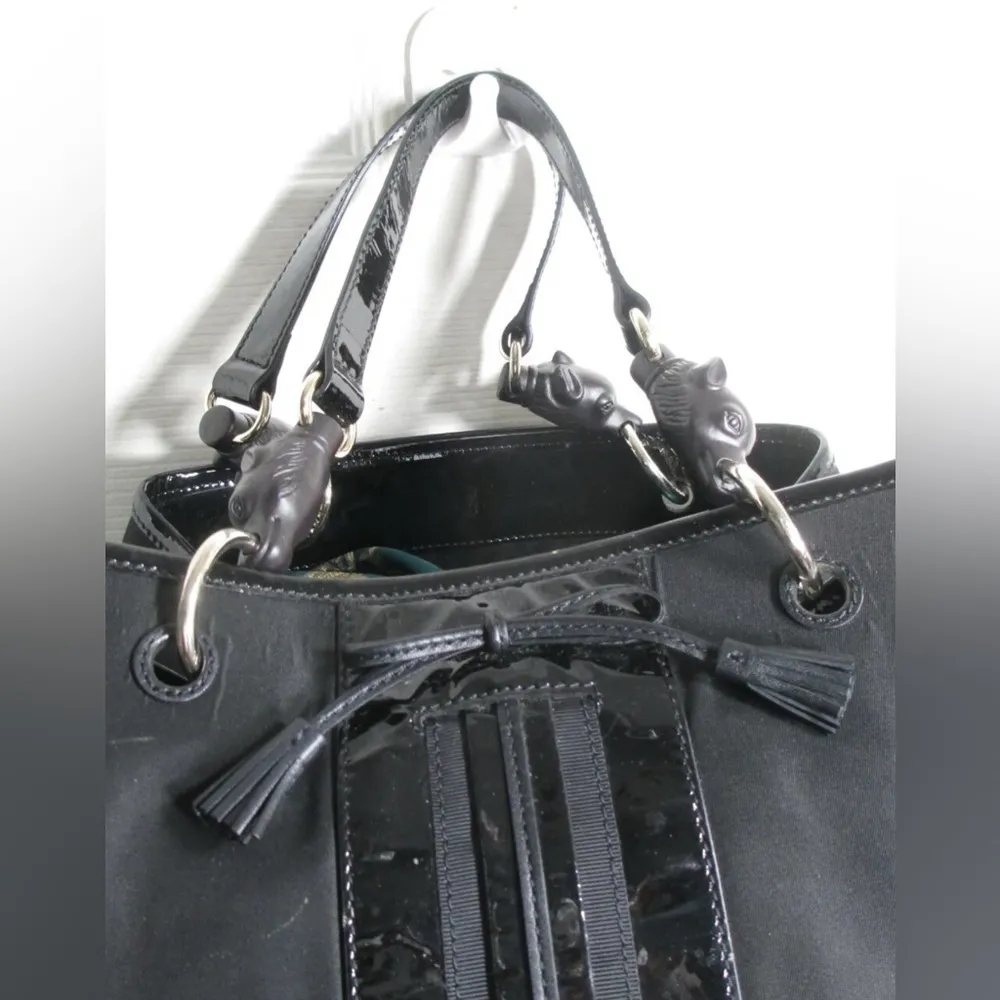 Anya Hindmarch London black nylon and patent suede interior 4 Dog heads Tote Bag - Image 2