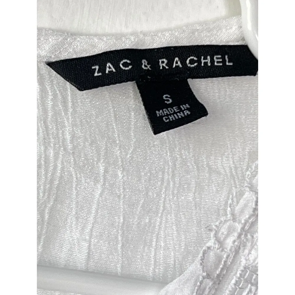 Womens Eggshell White Lace Sleeveless Shirt Top bohemian embroidered size S. - Image 9