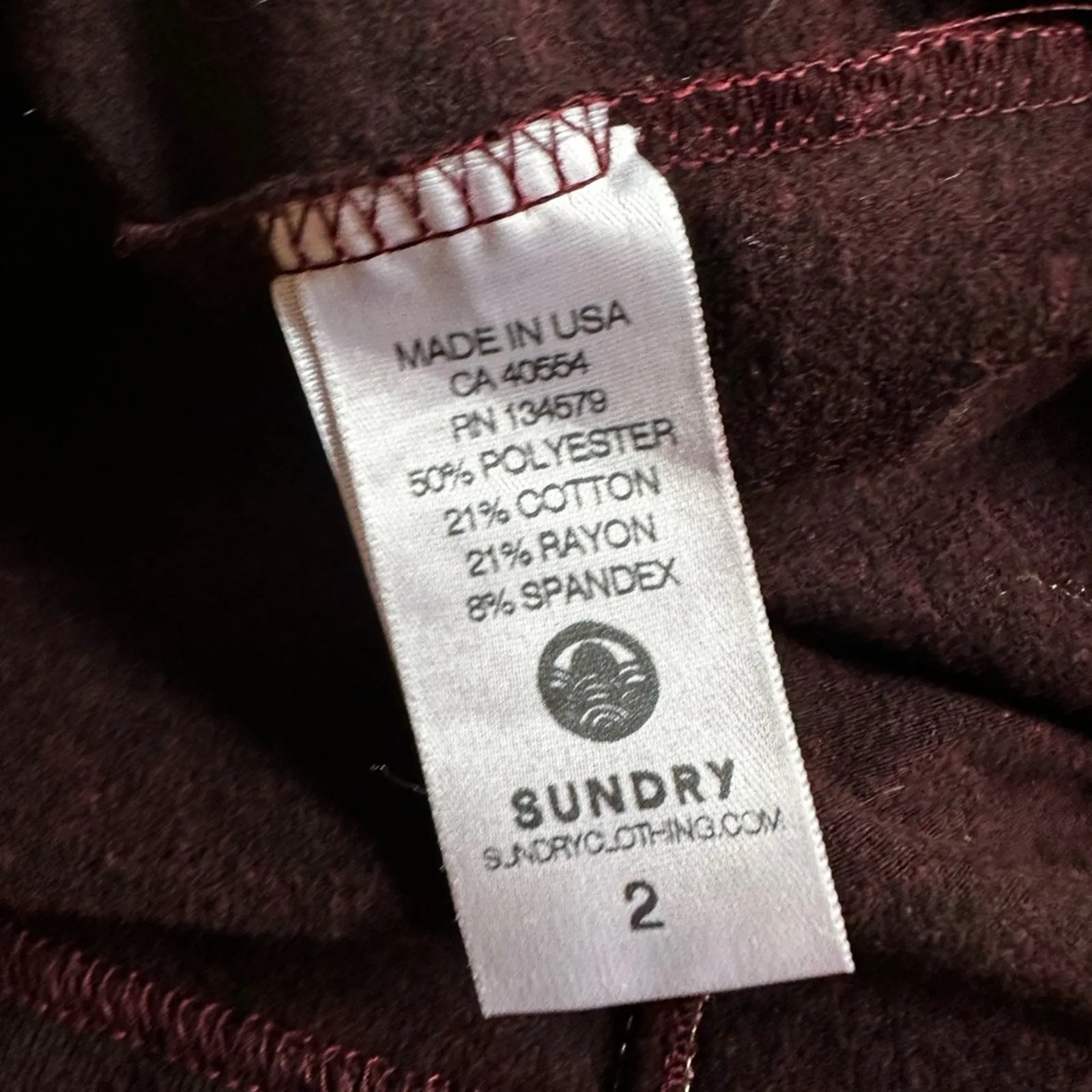 Sundry T-Shirt Dress Gold Seam Dark Purple Plum Soft Elevated Basic Medium Fall - Image 7