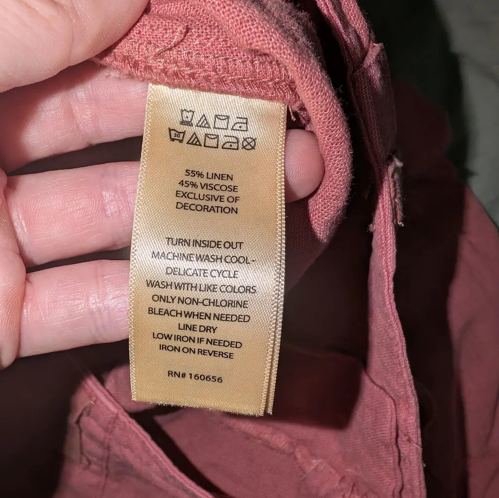 NWT Sincerely Jules Linen Blend Cargo Pants Women's Medium Dusty Pink - Image 4