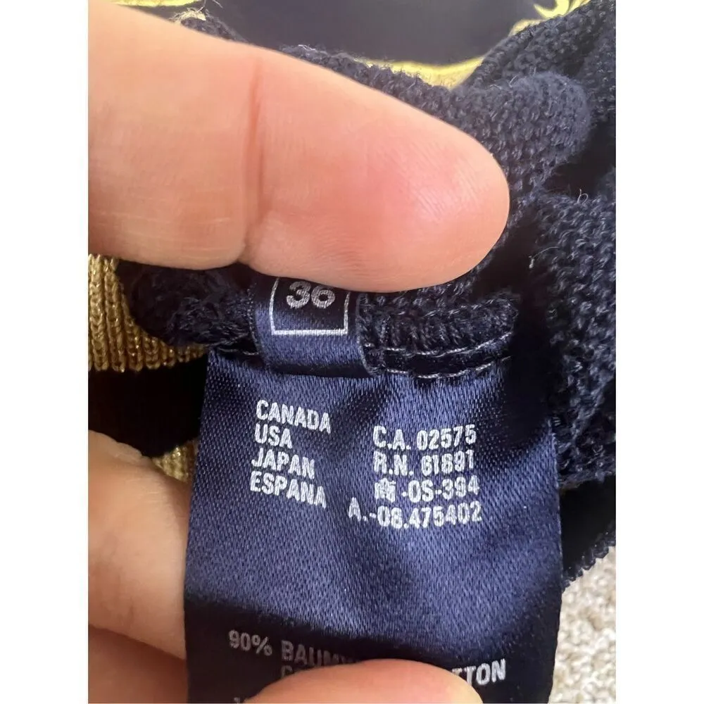 ESCADA Margaretha Ley Navy Gold Nautical Sweater Top / Size 36/ US S/ Germany Blue - Image 9