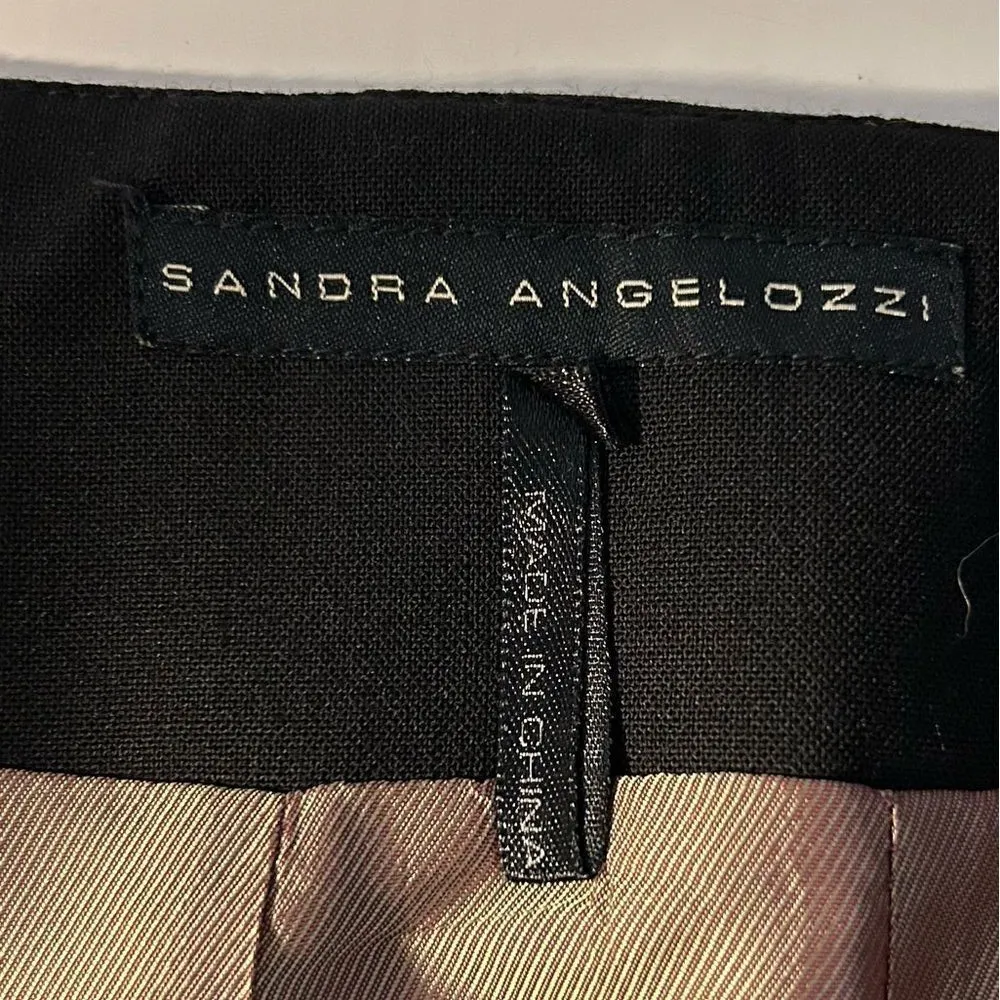Sandra Angelozzi Lined Black Skirt Blazer Suit Size 4 - Image 12