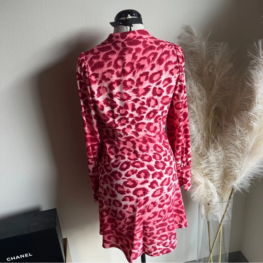 Kate Spade Pink and Red Leopard Long Sleeve Above Knee Dress - Image 6