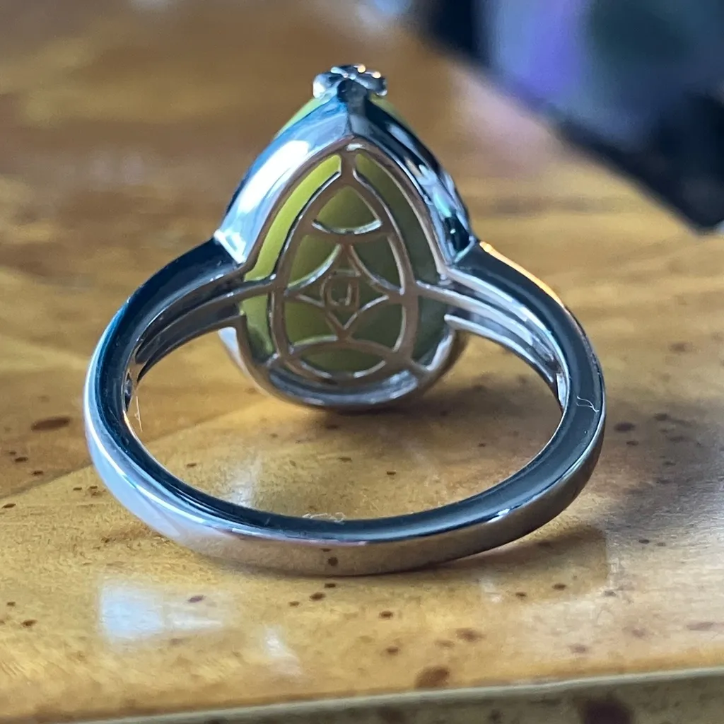 Natural Connemara Marble Sterling Silver Claddagh Ring Size 10 Green - Image 5