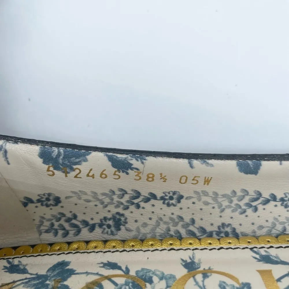 Gucci Black Leather Snake skin bow embellished GG Ballerina flats EU 38.5 - Image 9