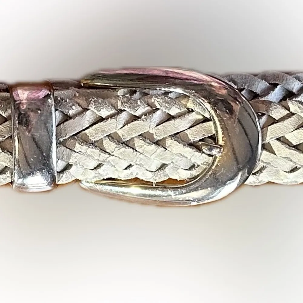 Vintage Genuine Leather braided belt White - Image 5