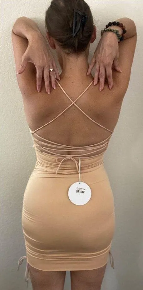 Princess Polly Dress Maeve Mini Beige US 2 Stretch Party - Image 2