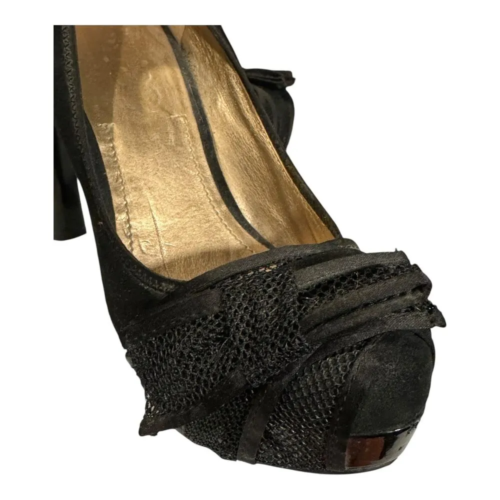 BCBG Paris Phynia Clove Black Suede Pump with net bow size 7.5 - Image 14