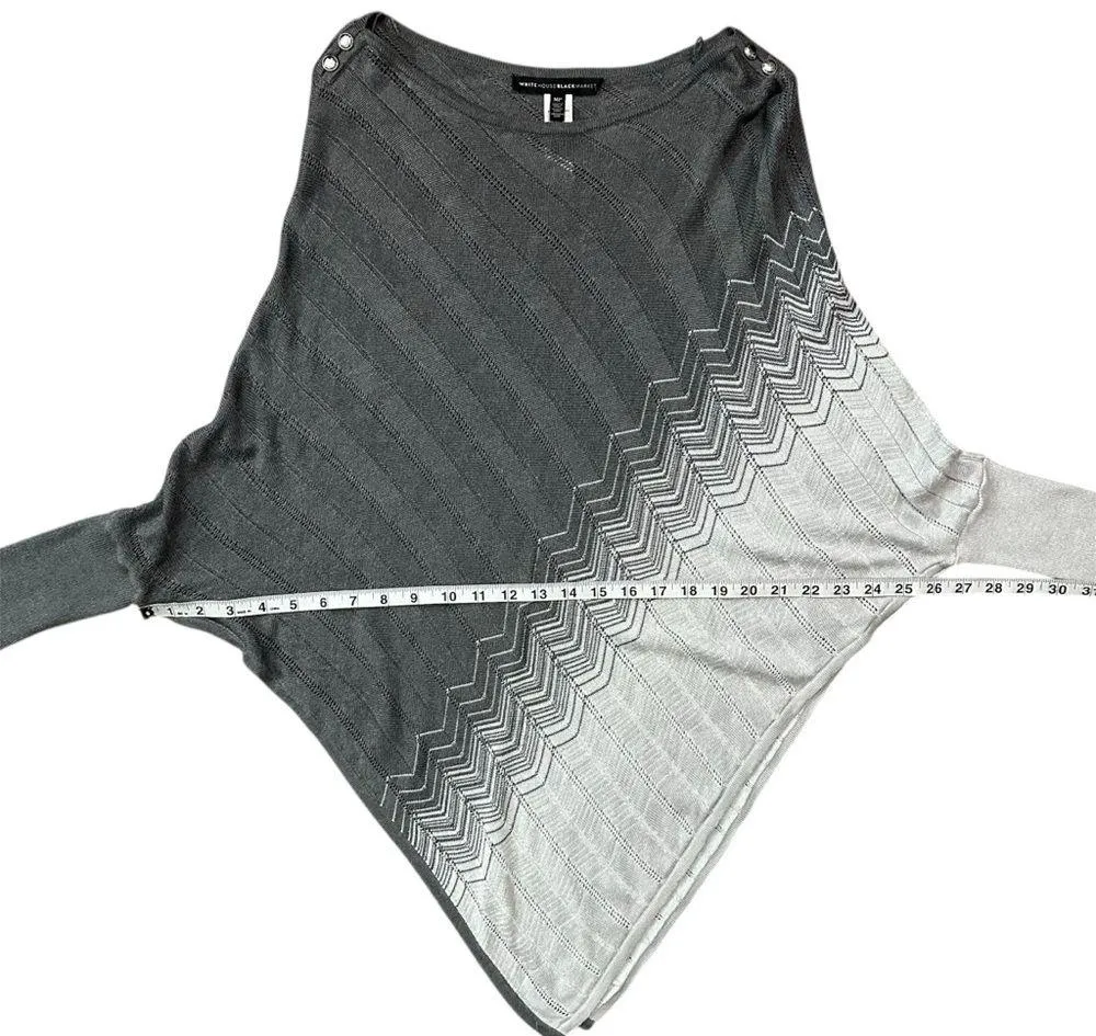 White House Black Market Ombre Metallic Knit Poncho Gray & Silver Size MP - Image 7