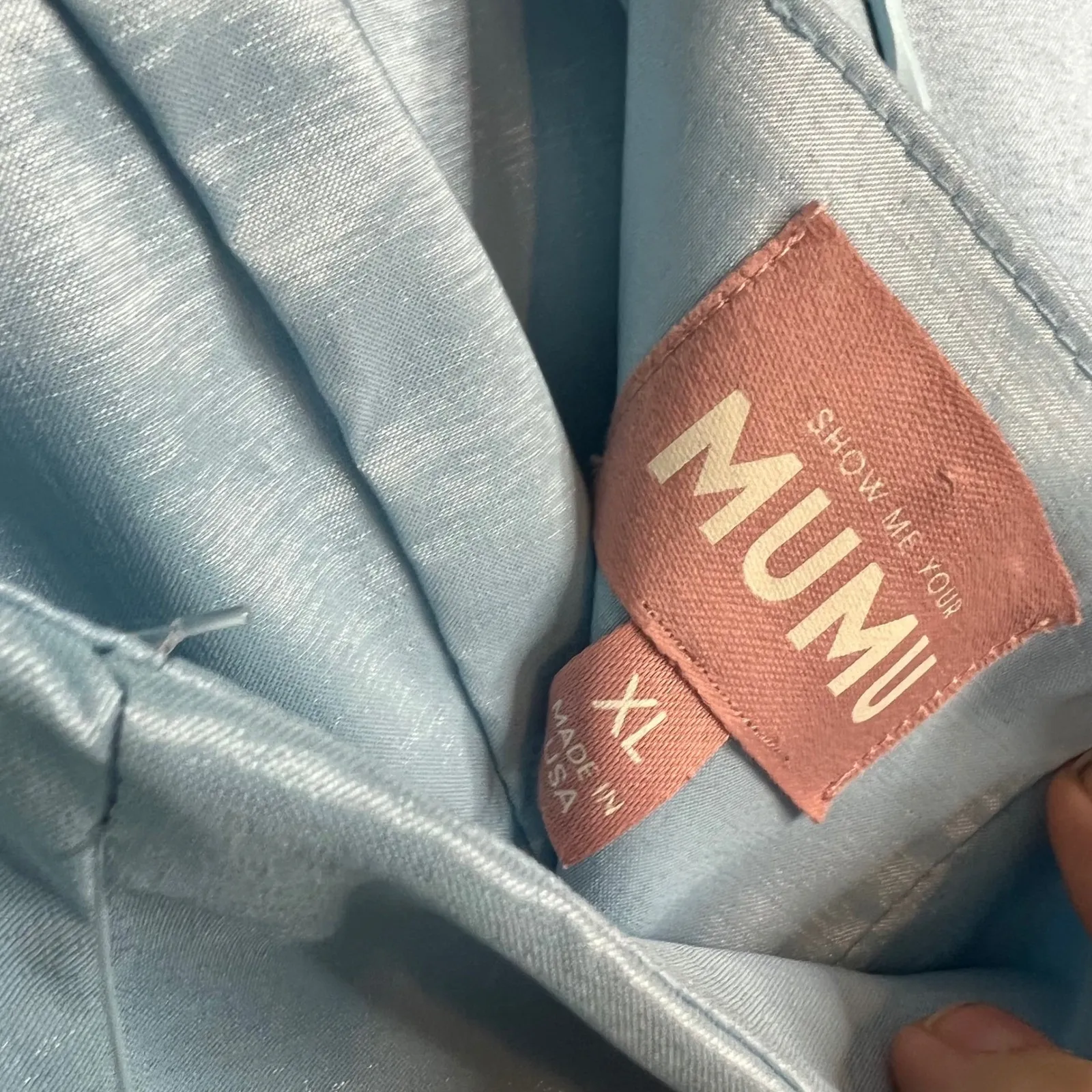 Show Me Your Mumu Charlotte Bow Dress Size XL Light Blue Taffeta‎ Bridesmaid NEW - Image 12