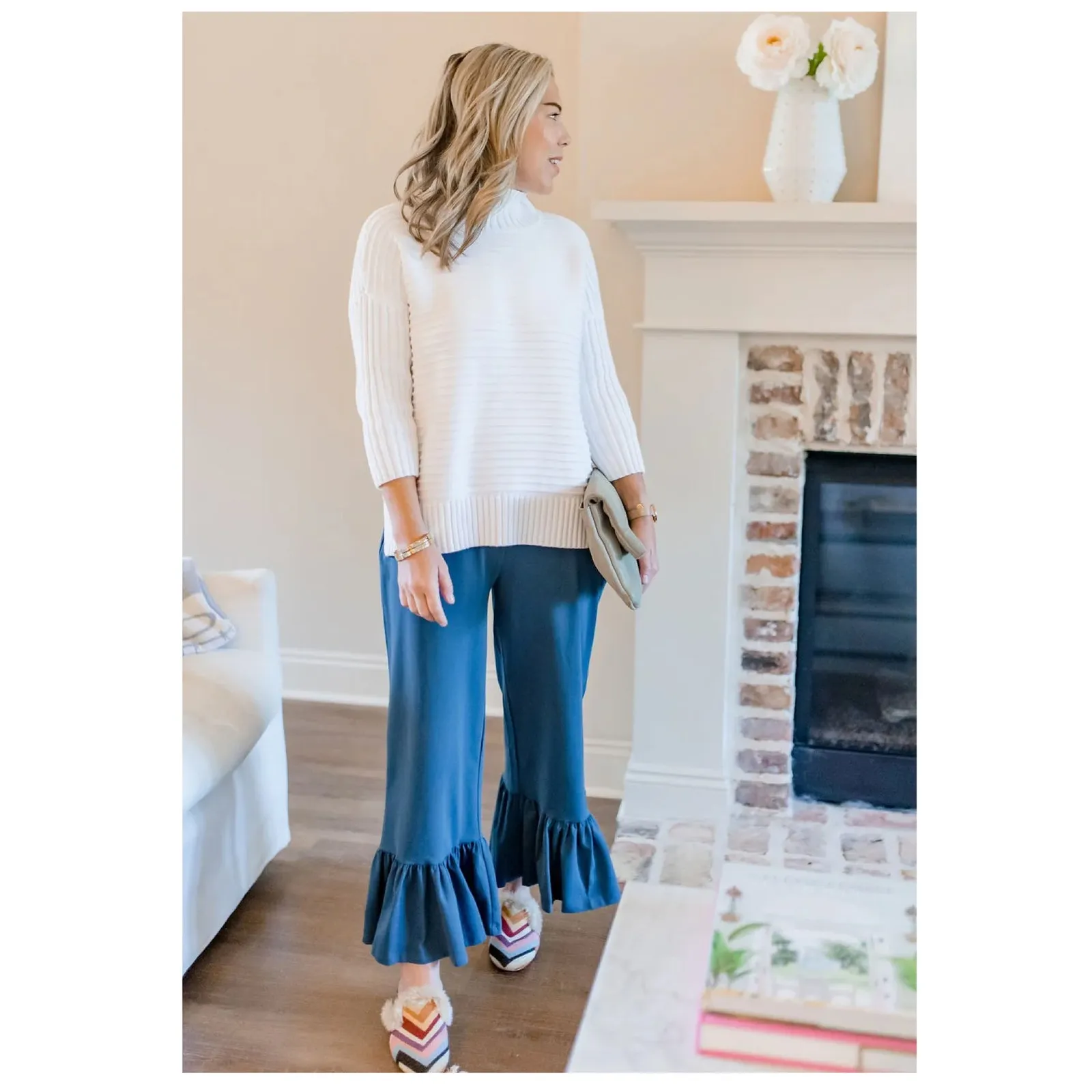 Matilda Jane Blue Big Ruffle Pants Sz.L - Image 2