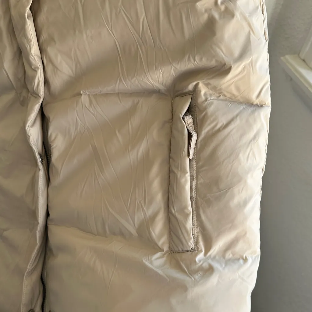 Anthropologie Long Cream Puffer Vest - Image 6