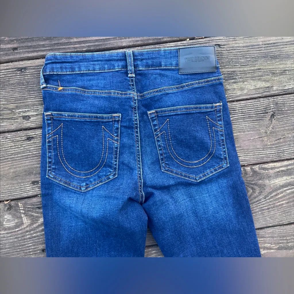 True Religion Women's Jennie Curvy Mid Rise Skinny Blue Jeans, Streetwear|Sz:27 - Image 4