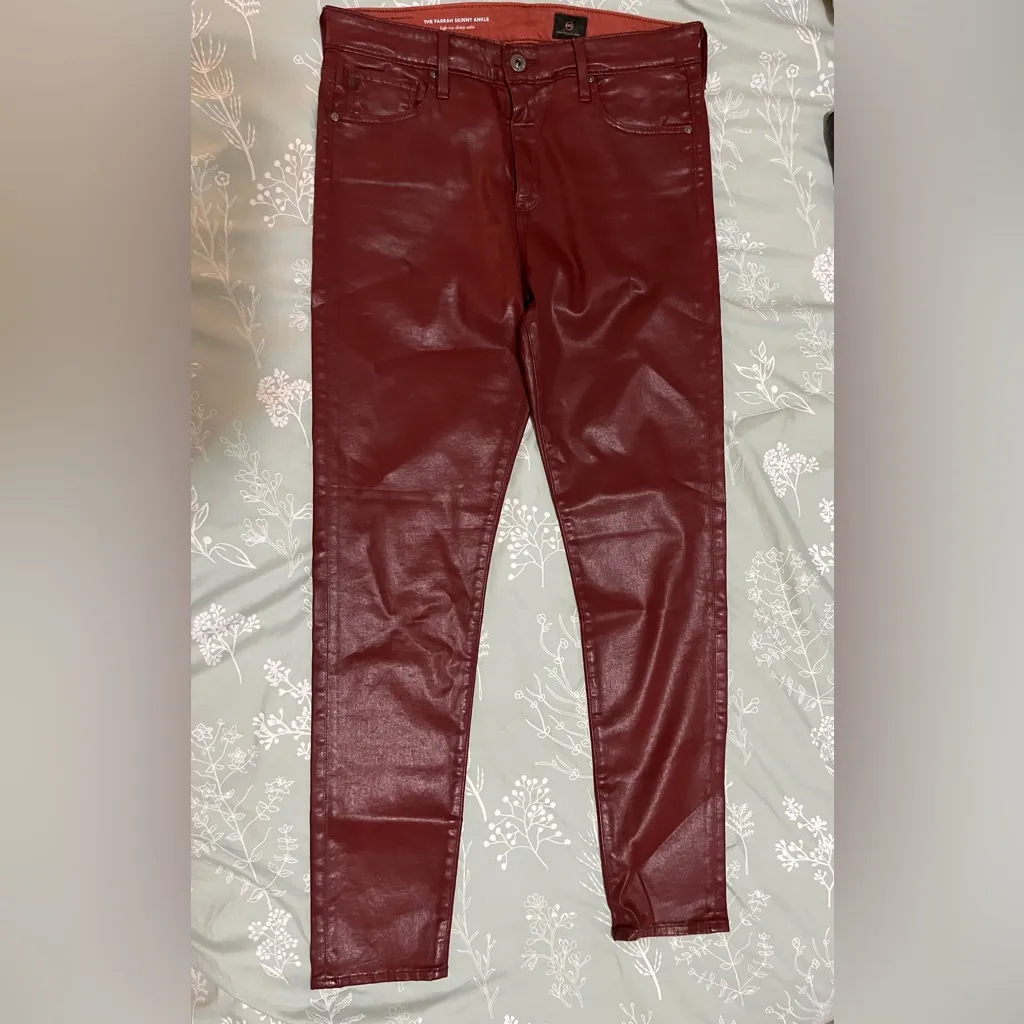 AG Farrah Red Coated Skinny Jeans - Image 3
