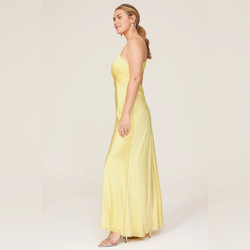 MAC DUGGAL yellow‎ twist front gown maxi dress bridesmaid formal 14 - Image 3