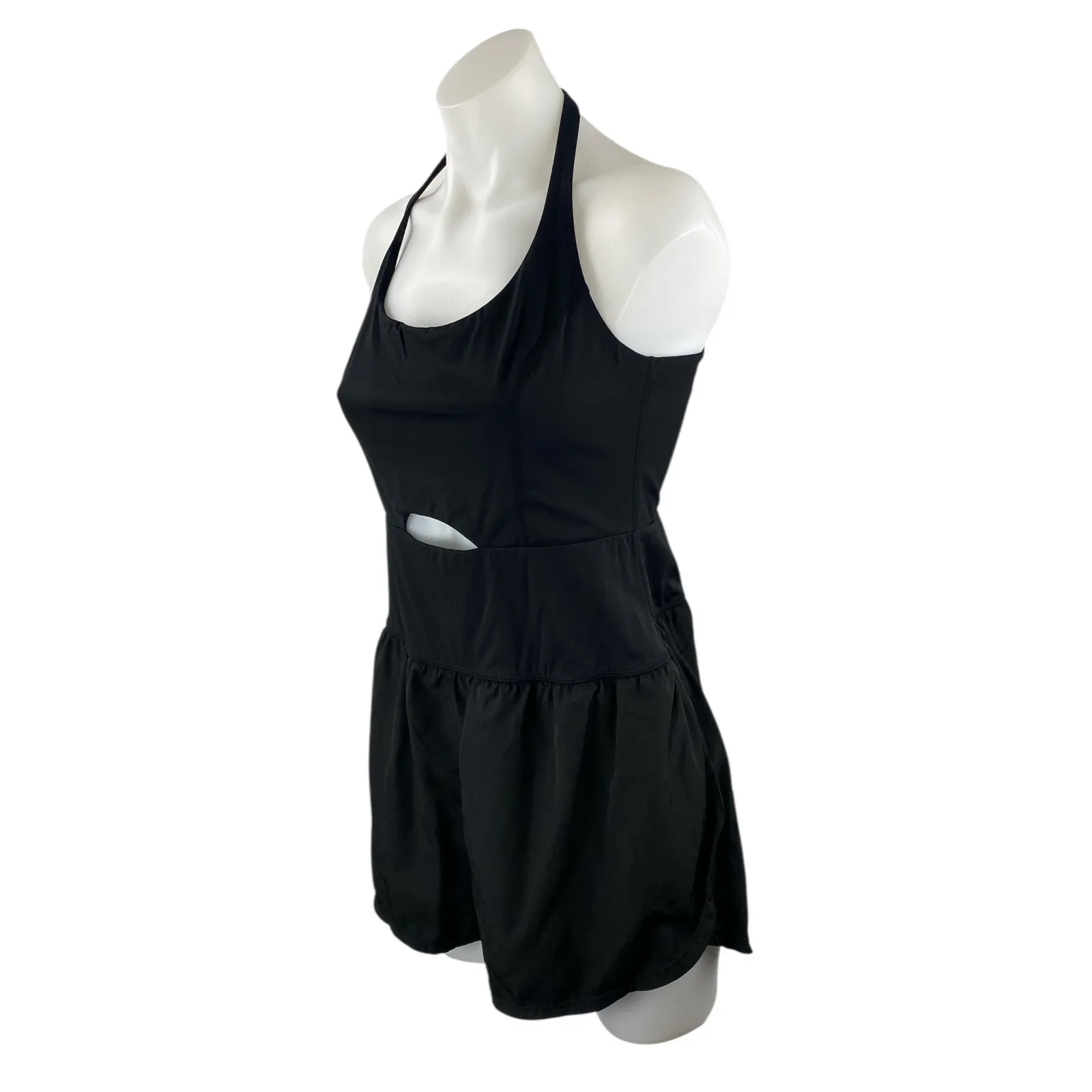 Anrabess Black Sleeveless Halter Cutout Tennis Golf Athletic Romper Shorts Sz M Size M - Image 2
