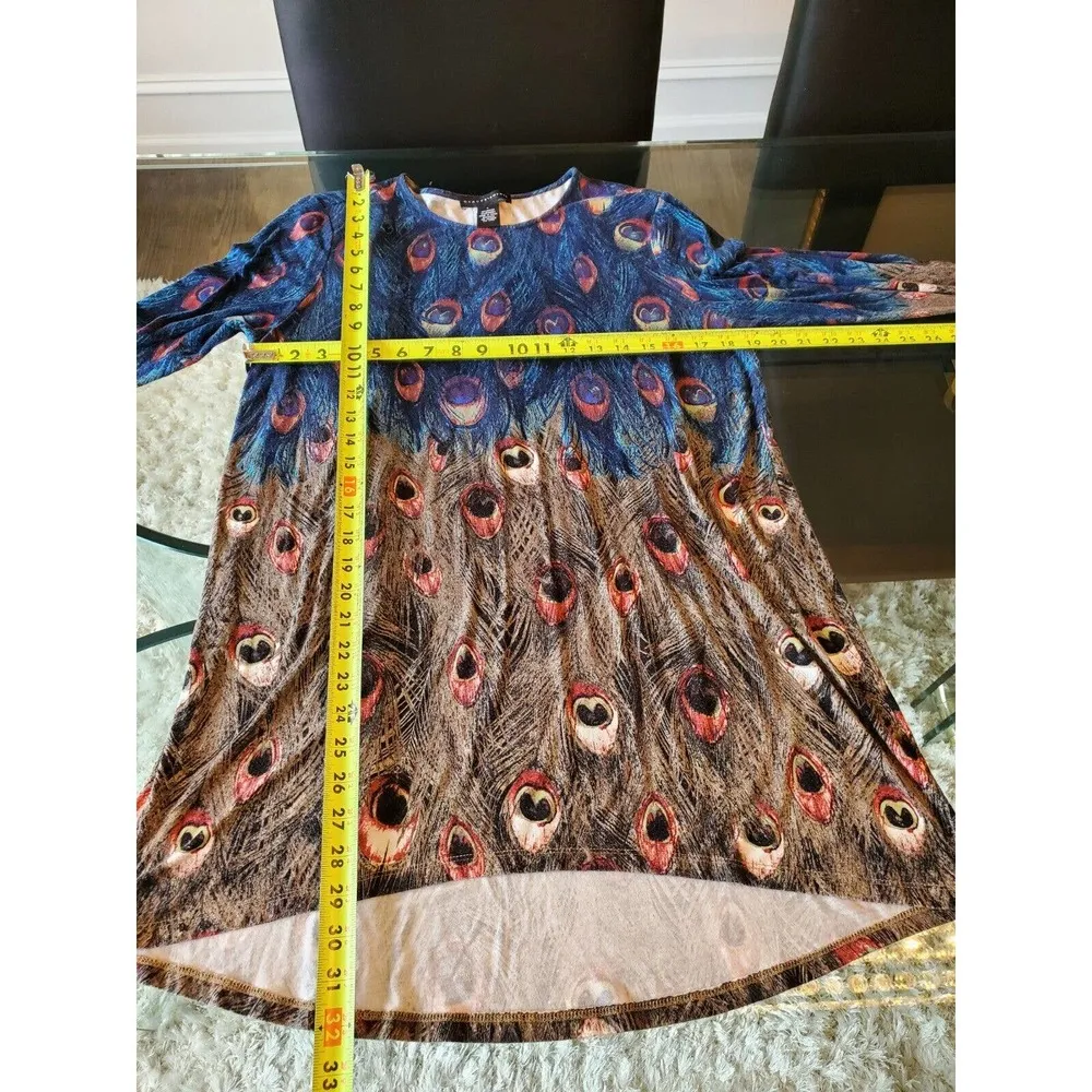 Grace Elements Women Blue & Gray Rayon Round Neck Long Sleeve Top Blouse Size L - Image 7