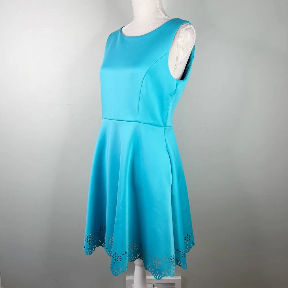 Cynthia Rowley Dress 10 Turquoise Pockets Sleeveless Stretch Cutouts A-Line - Image 41