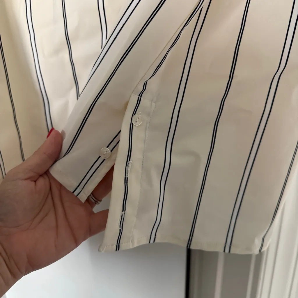 Lysse Stripe Short Sleeve Ivory Button Down Short sleeve Top - Image 4